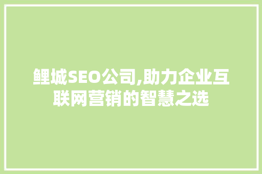 鲤城SEO公司,助力企业互联网营销的智慧之选