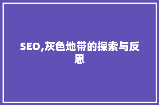 SEO,灰色地带的探索与反思