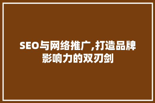SEO与网络推广,打造品牌影响力的双刃剑