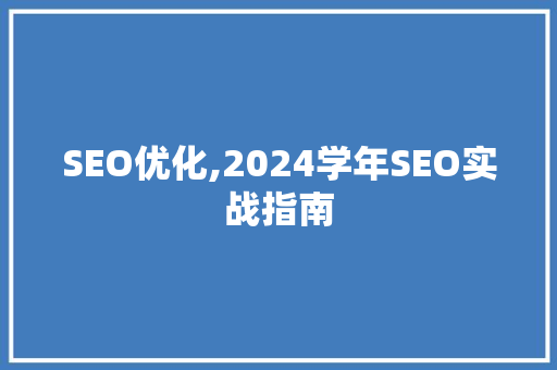 SEO优化,2024学年SEO实战指南