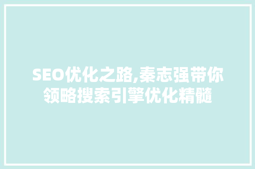 SEO优化之路,秦志强带你领略搜索引擎优化精髓