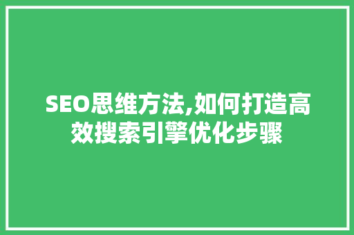 SEO思维方法,如何打造高效搜索引擎优化步骤