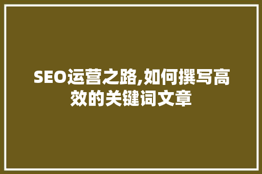 SEO运营之路,如何撰写高效的关键词文章