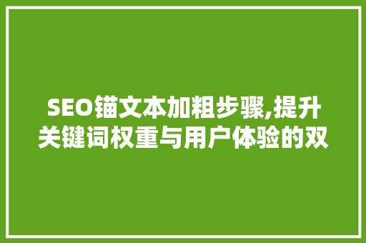 SEO锚文本加粗步骤,提升关键词权重与用户体验的双重保障
