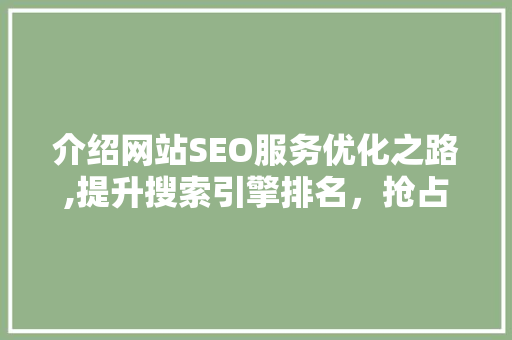 介绍网站SEO服务优化之路,提升搜索引擎排名，抢占市场先机