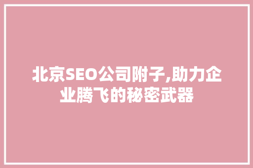 北京SEO公司附子,助力企业腾飞的秘密武器