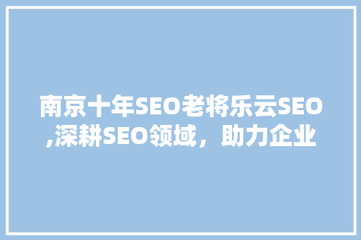 南京十年SEO老将乐云SEO,深耕SEO领域，助力企业腾飞