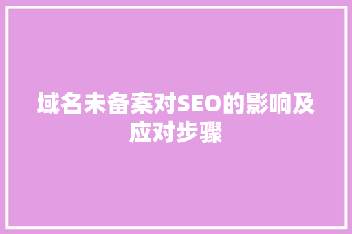 域名未备案对SEO的影响及应对步骤