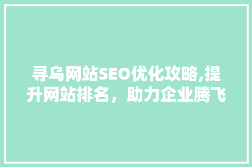 寻乌网站SEO优化攻略,提升网站排名，助力企业腾飞