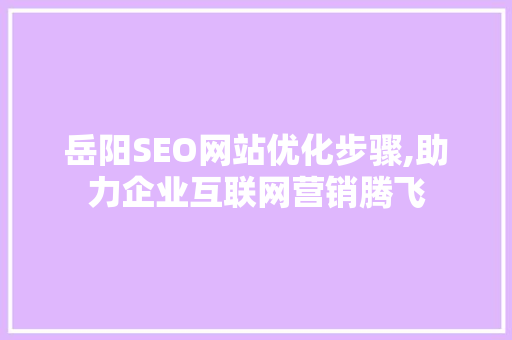 岳阳SEO网站优化步骤,助力企业互联网营销腾飞