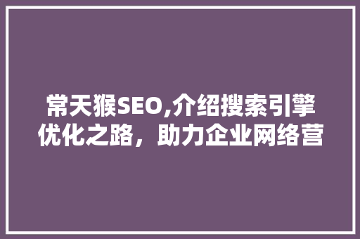 常天猴SEO,介绍搜索引擎优化之路，助力企业网络营销
