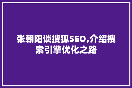 张朝阳谈搜狐SEO,介绍搜索引擎优化之路