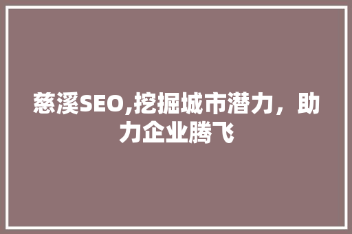 慈溪SEO,挖掘城市潜力，助力企业腾飞