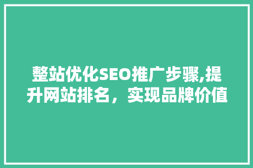 整站优化SEO推广步骤,提升网站排名，实现品牌价值最大化  第1张