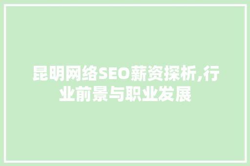 昆明网络SEO薪资探析,行业前景与职业发展