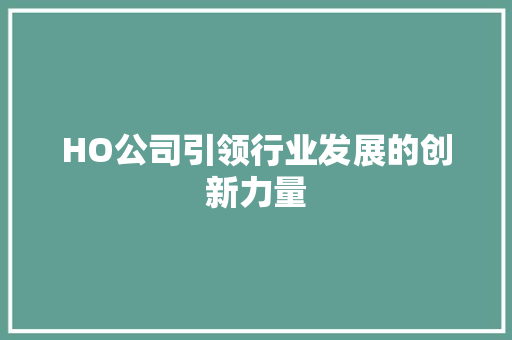 HO公司引领行业发展的创新力量