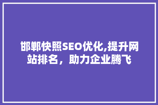 邯郸快照SEO优化,提升网站排名，助力企业腾飞
