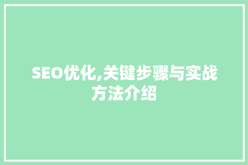 SEO优化,关键步骤与实战方法介绍