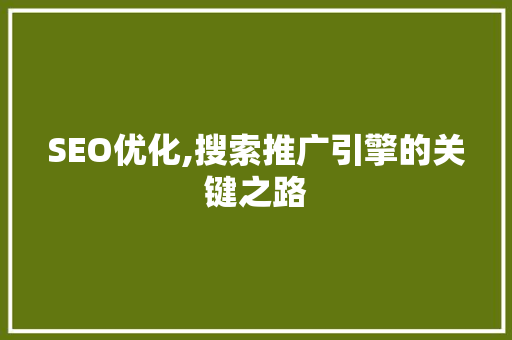 SEO优化,搜索推广引擎的关键之路