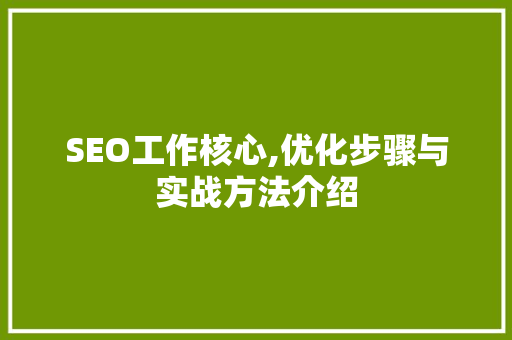 SEO工作核心,优化步骤与实战方法介绍