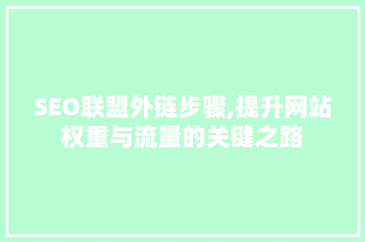SEO联盟外链步骤,提升网站权重与流量的关键之路
