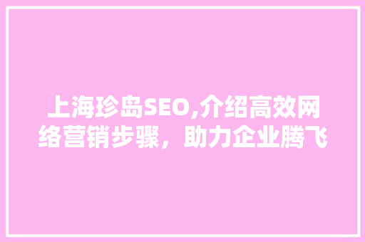 上海珍岛SEO,介绍高效网络营销步骤，助力企业腾飞  第1张