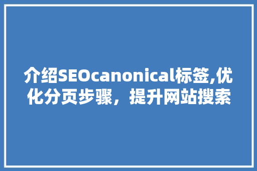 介绍SEOcanonical标签,优化分页步骤，提升网站搜索引擎排名