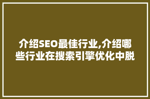 介绍SEO最佳行业,介绍哪些行业在搜索引擎优化中脱颖而出