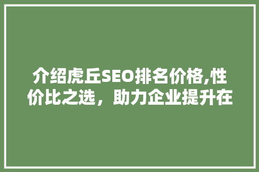 介绍虎丘SEO排名价格,性价比之选，助力企业提升在线竞争力  第1张