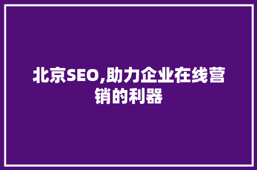 北京SEO,助力企业在线营销的利器