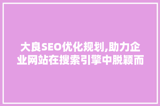 大良SEO优化规划,助力企业网站在搜索引擎中脱颖而出