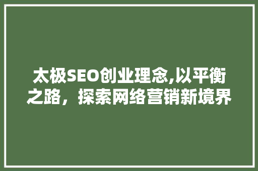 太极SEO创业理念,以平衡之路，探索网络营销新境界