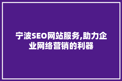 宁波SEO网站服务,助力企业网络营销的利器