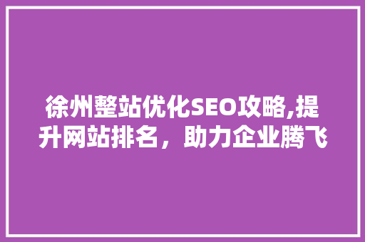 徐州整站优化SEO攻略,提升网站排名，助力企业腾飞