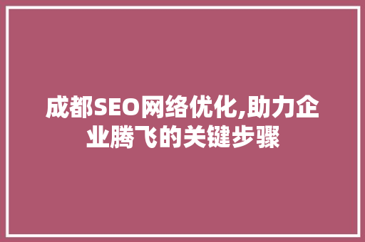 成都SEO网络优化,助力企业腾飞的关键步骤