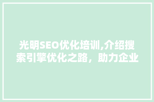 光明SEO优化培训,介绍搜索引擎优化之路，助力企业腾飞