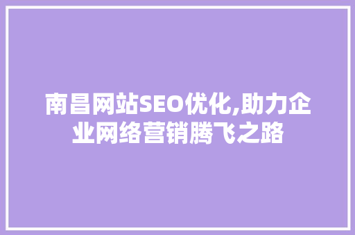 南昌网站SEO优化,助力企业网络营销腾飞之路