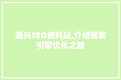 嘉兴SEO资料站,介绍搜索引擎优化之路