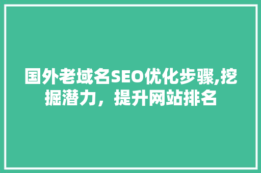 国外老域名SEO优化步骤,挖掘潜力，提升网站排名