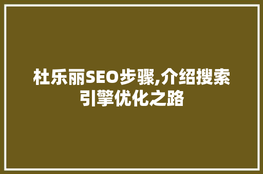 杜乐丽SEO步骤,介绍搜索引擎优化之路