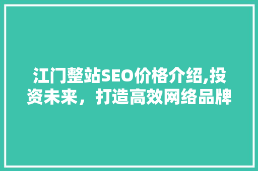 江门整站SEO价格介绍,投资未来，打造高效网络品牌