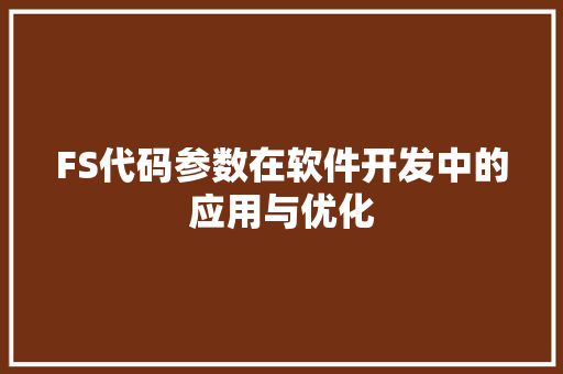 FS代码参数在软件开发中的应用与优化