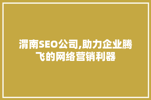 渭南SEO公司,助力企业腾飞的网络营销利器