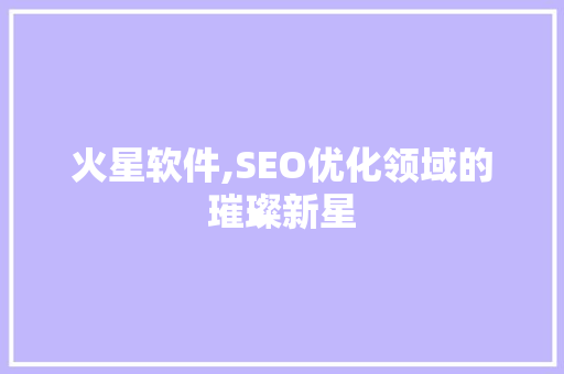 火星软件,SEO优化领域的璀璨新星