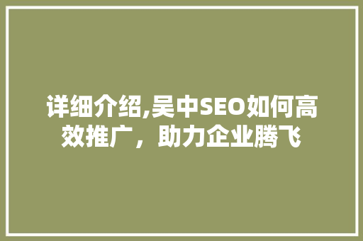 详细介绍,吴中SEO如何高效推广，助力企业腾飞