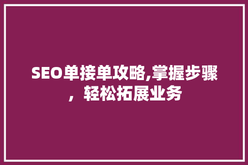 SEO单接单攻略,掌握步骤，轻松拓展业务