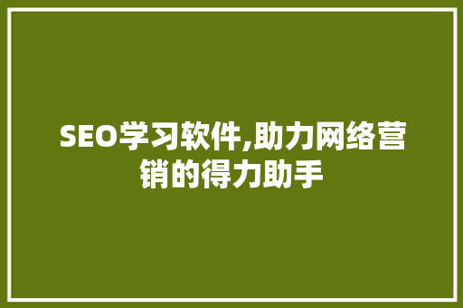 SEO学习软件,助力网络营销的得力助手