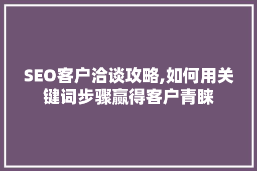 SEO客户洽谈攻略,如何用关键词步骤赢得客户青睐