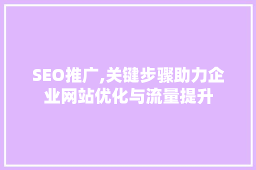 SEO推广,关键步骤助力企业网站优化与流量提升