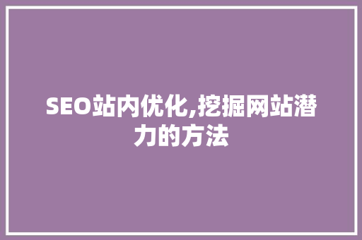 SEO站内优化,挖掘网站潜力的方法